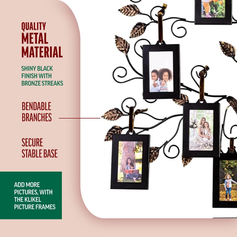 Klikel Family Tree Picture Frame Display with 10 Hanging Picture Photo Frames | Large 20 x 18 Metal Tree | 10 Ornamental 2x3 Frames - Image 4